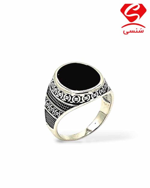 انگشتر نقره مردانه عقیق مشکی کد70