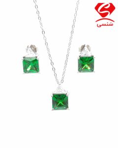 نیم ست نقره سنگ سبز کد160