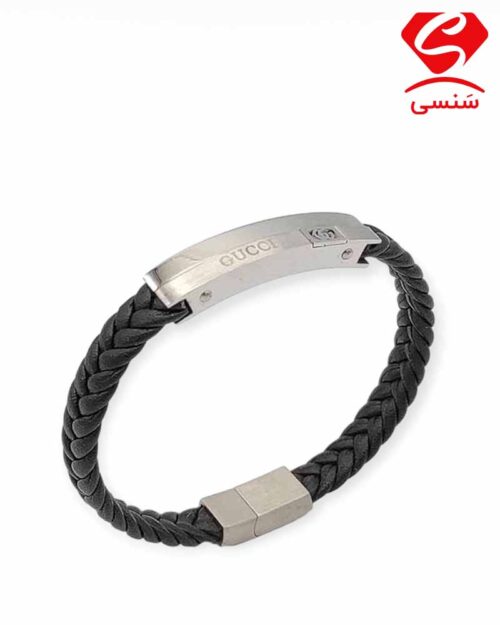دستبند چرم و استیل کد67