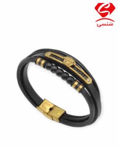 دستبند چرم و استیل کد021