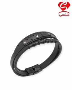 دستبند چرم و استیل کد028