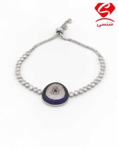 دستبند نقره آسانسوری چشم نظر