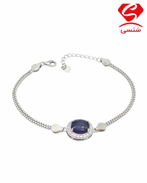 دستبند نقره یاقوت کبود کد28