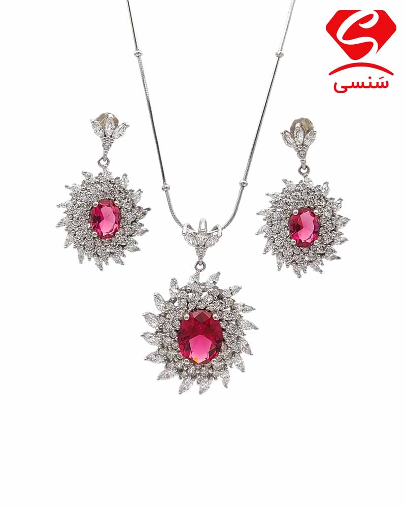 ست نقره یاقوت مدل خورشید