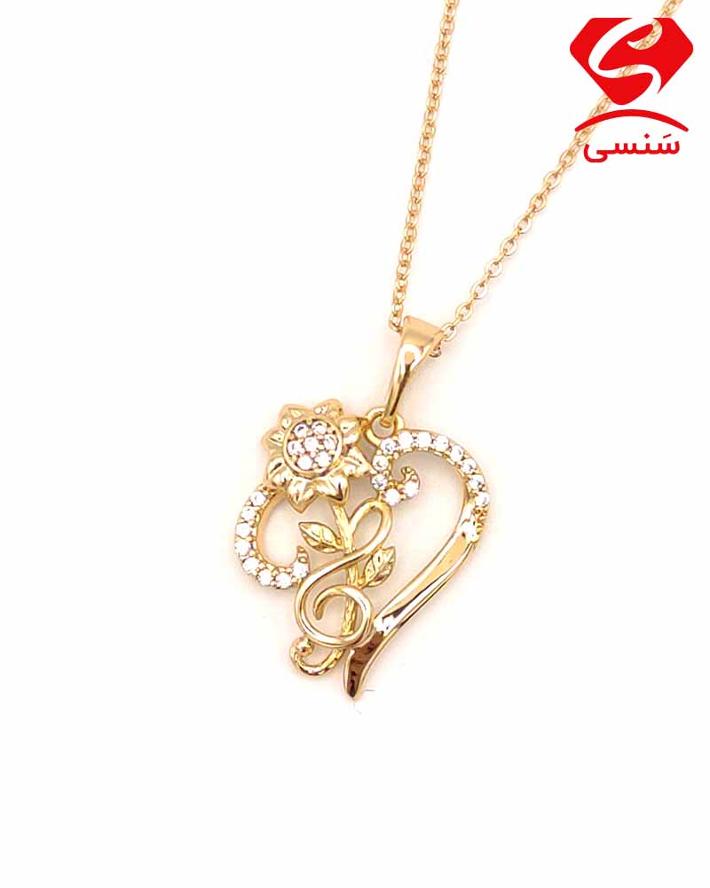 گردنبند ژوپینگ طلایی قلب و گل