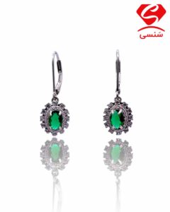 گوشواره نقره طرح زمرد کد77